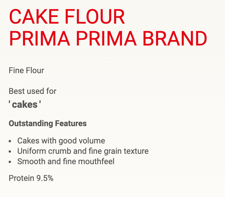 Prima Prima Flour (Cake 9.5) unitedbakerysupplies