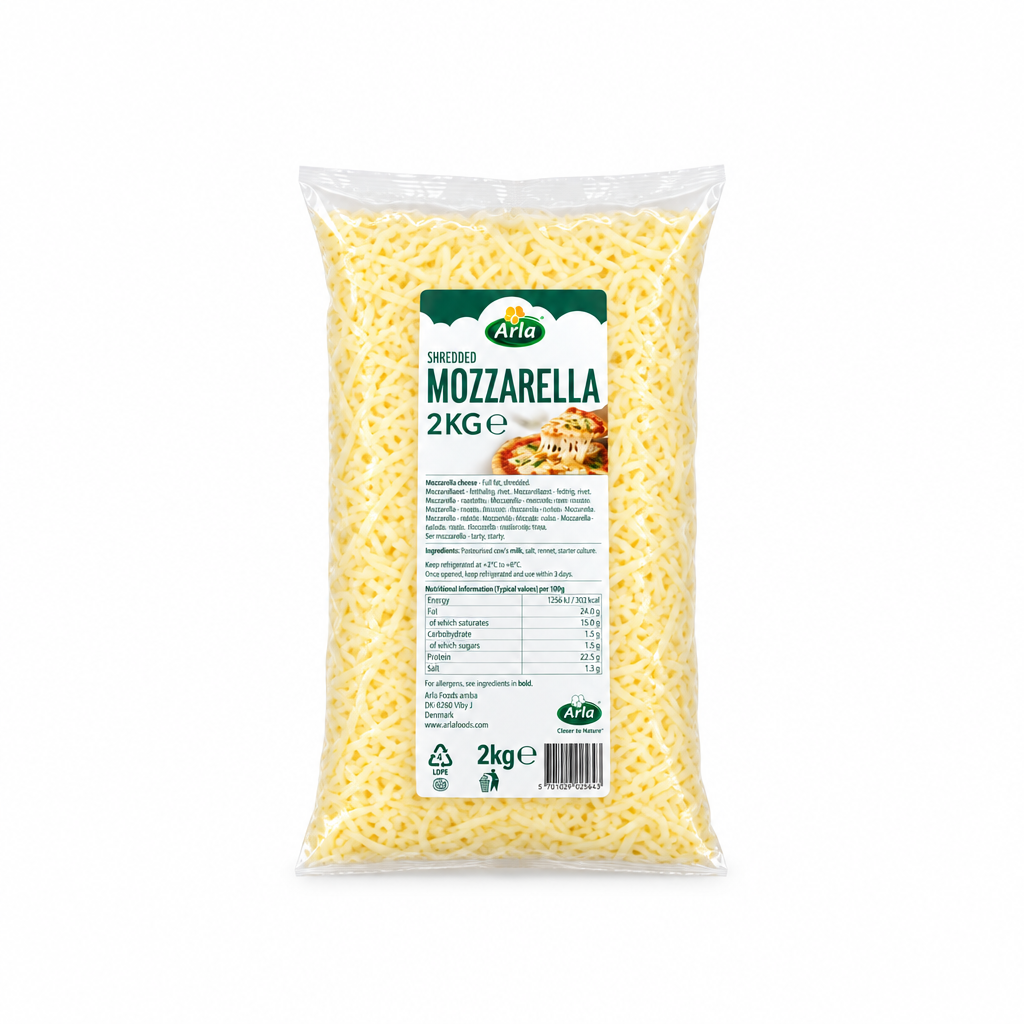 Arla Shredded Mozzarella Cheese - unitedbakerysupplies
