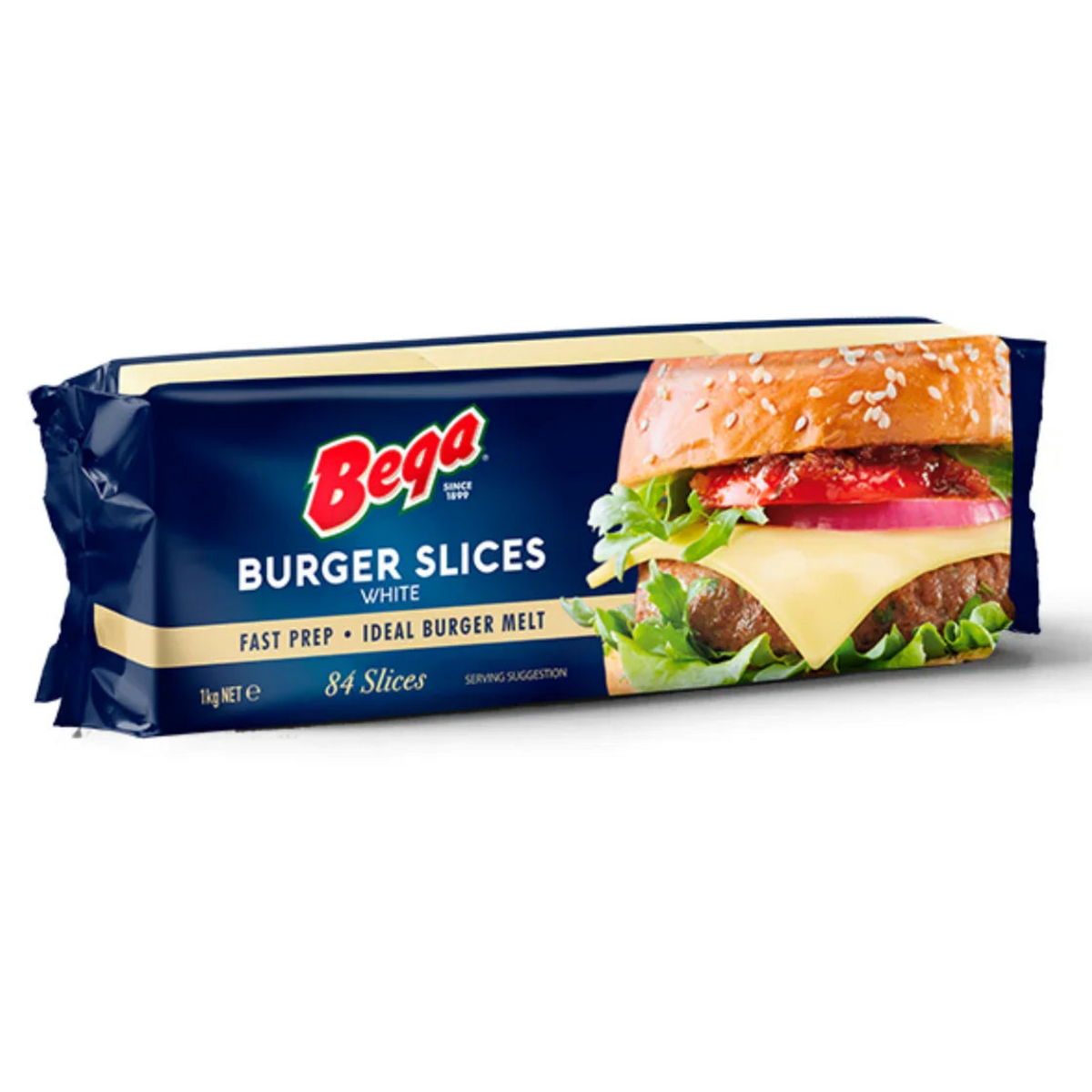 Package of unitedbakerysupplies Bega white burger cheese slices, 84 count