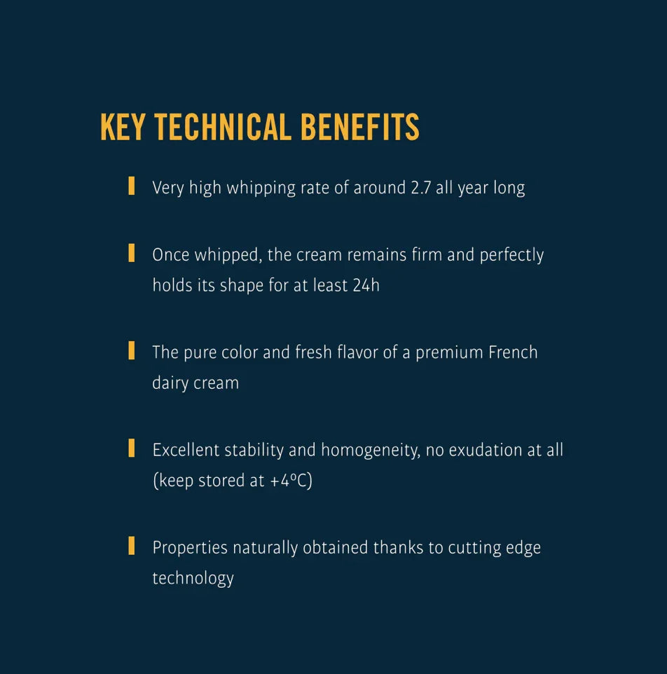 Key technical benefits of unitedbakerysupplies Candia Whipping Cream 35.5%