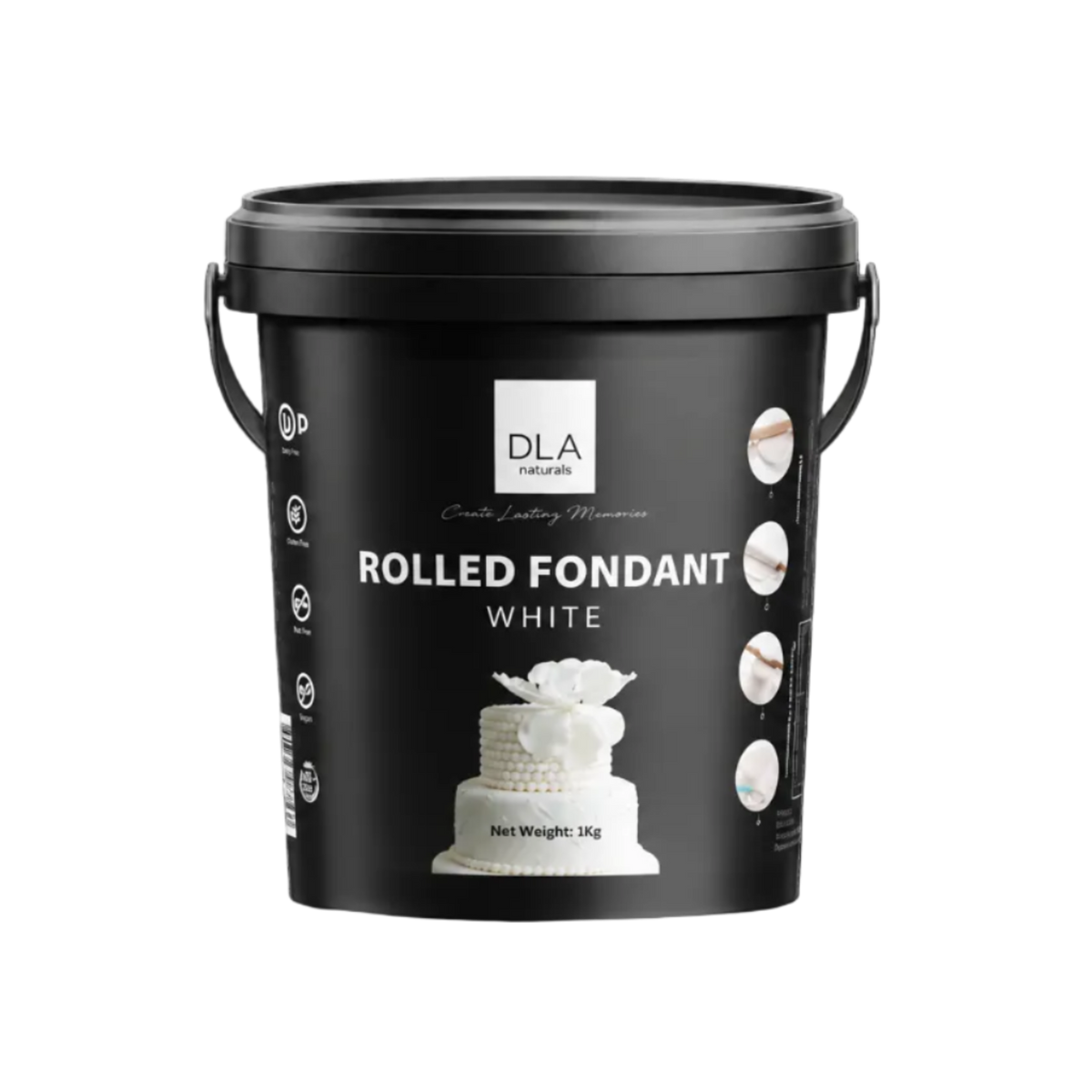 DLA Naturals Rolled Fondant White 1kg bucket for cake decorating