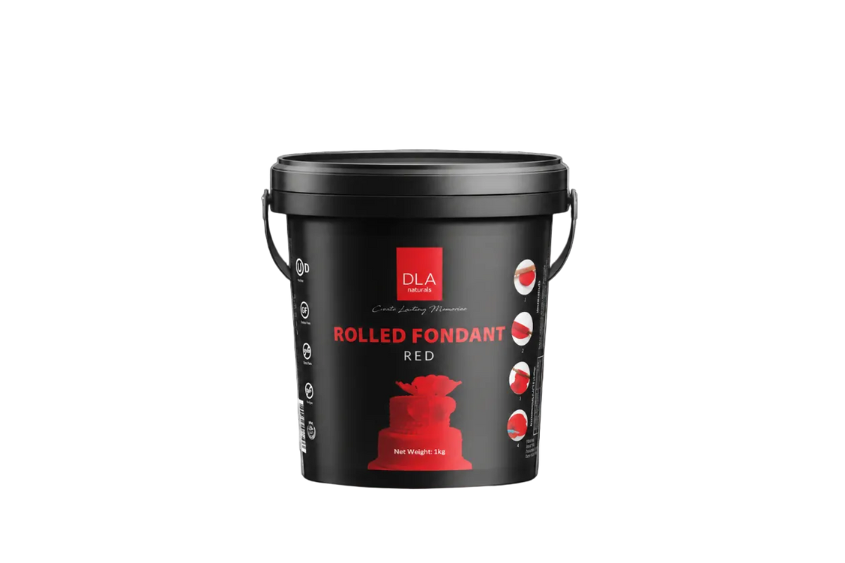 DLA Naturals Rolled Fondant in Red, 1kg tub for cake decorating