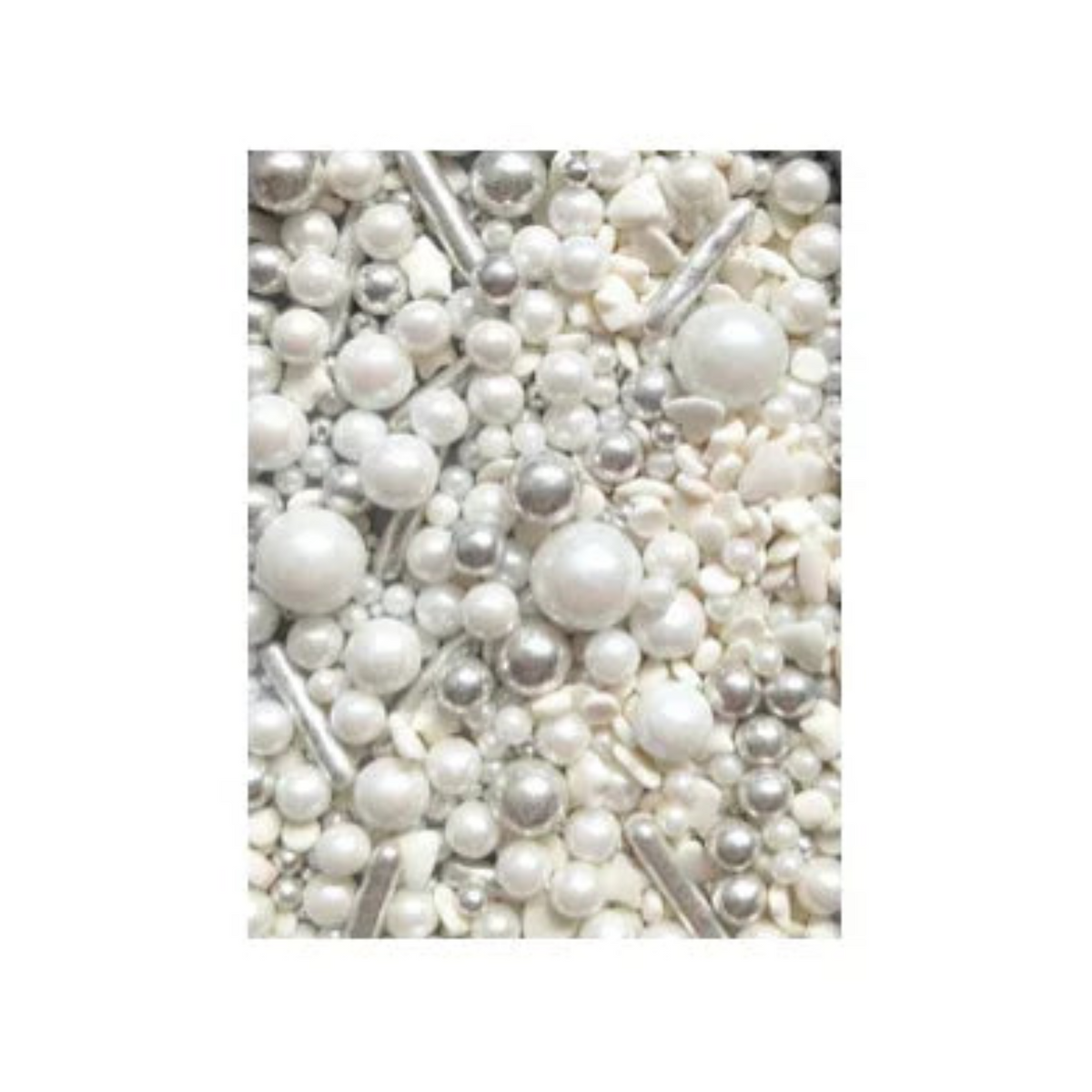 Pete & Will's Silver Bells edible cake decorations with white and silver pearls and sprinkles