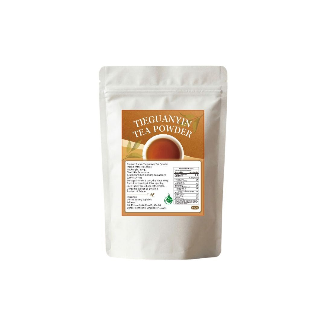 Bag of Tie Guan Yin Tea Powder by unitedbakerysupplies with nutrition facts label