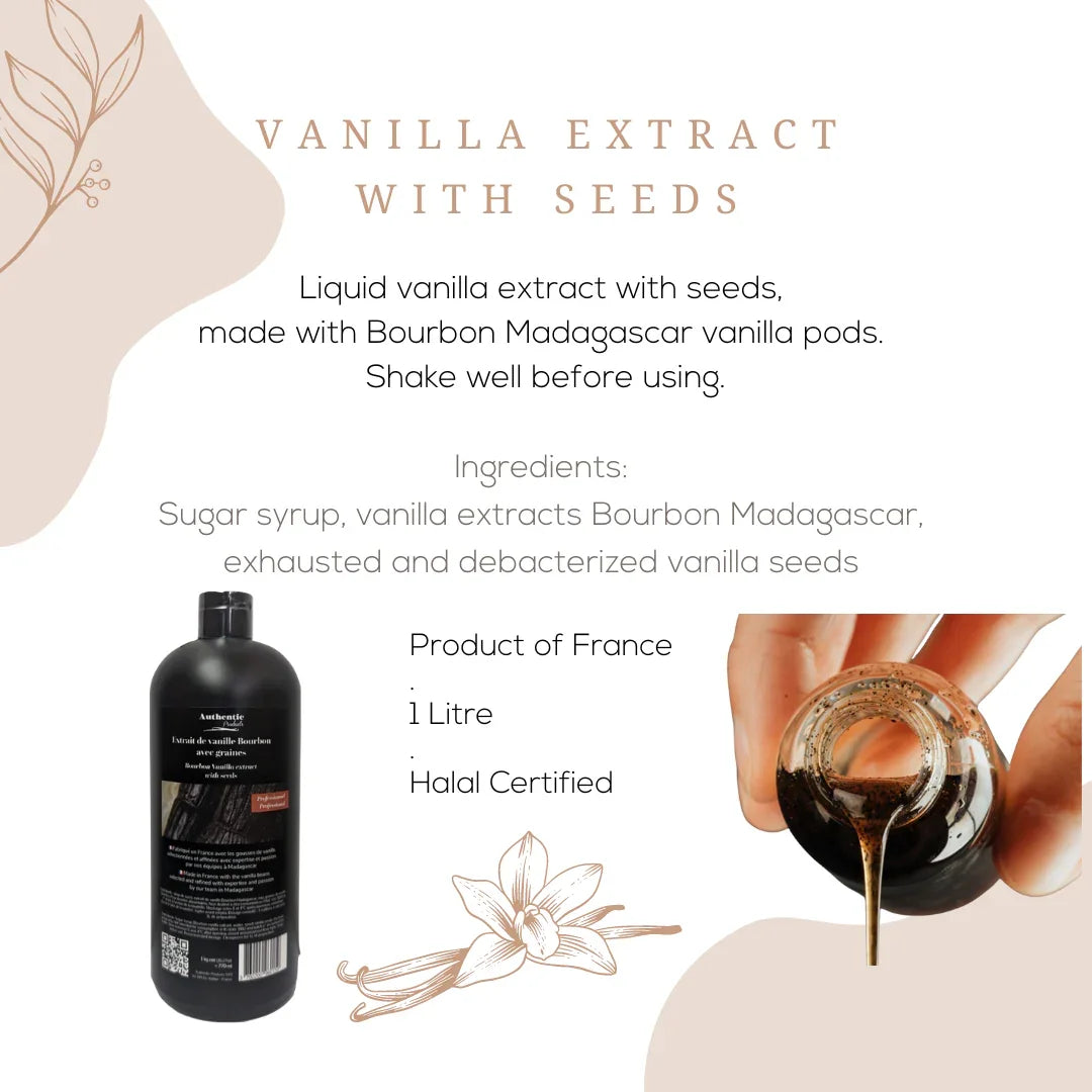 Madagascar Bourbon Vanilla Extract with seeds by unitedbakerysupplies, 1 Litre bottle.