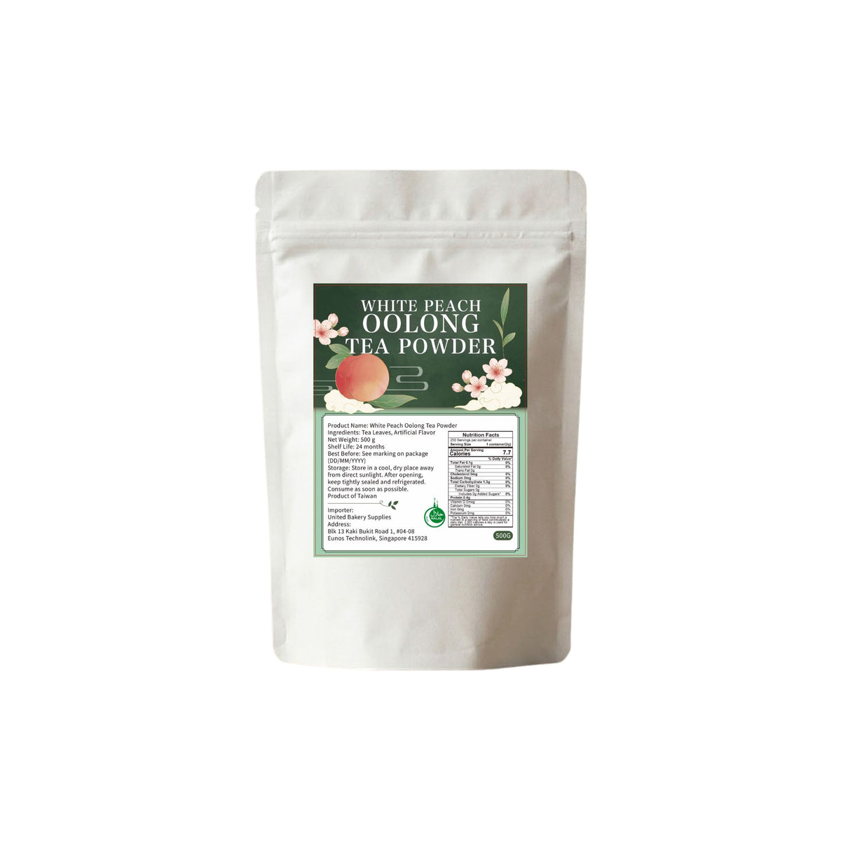 White Peach Oolong Tea Powder packaging by unitedbakerysupplies