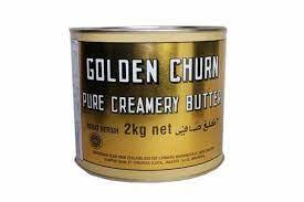 A 2kg tin of Golden Churn Pure Creamery Butter.