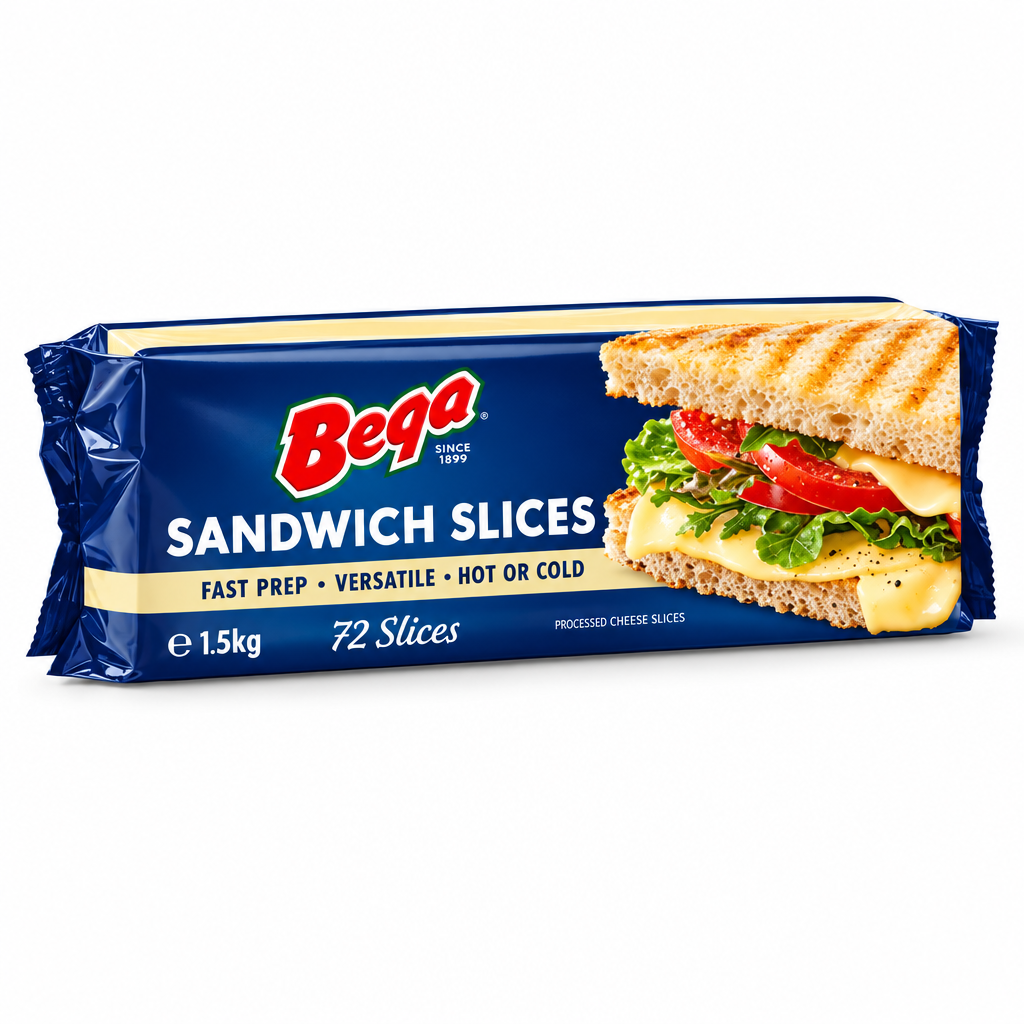 Bega Sandwich Cheese Slices (72 slices) - unitedbakerysupplies